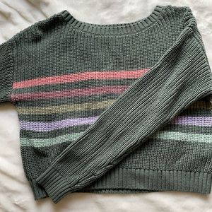 Aeropostale Cropped Sweater w/ pink, magenta, green, and lilac stripes